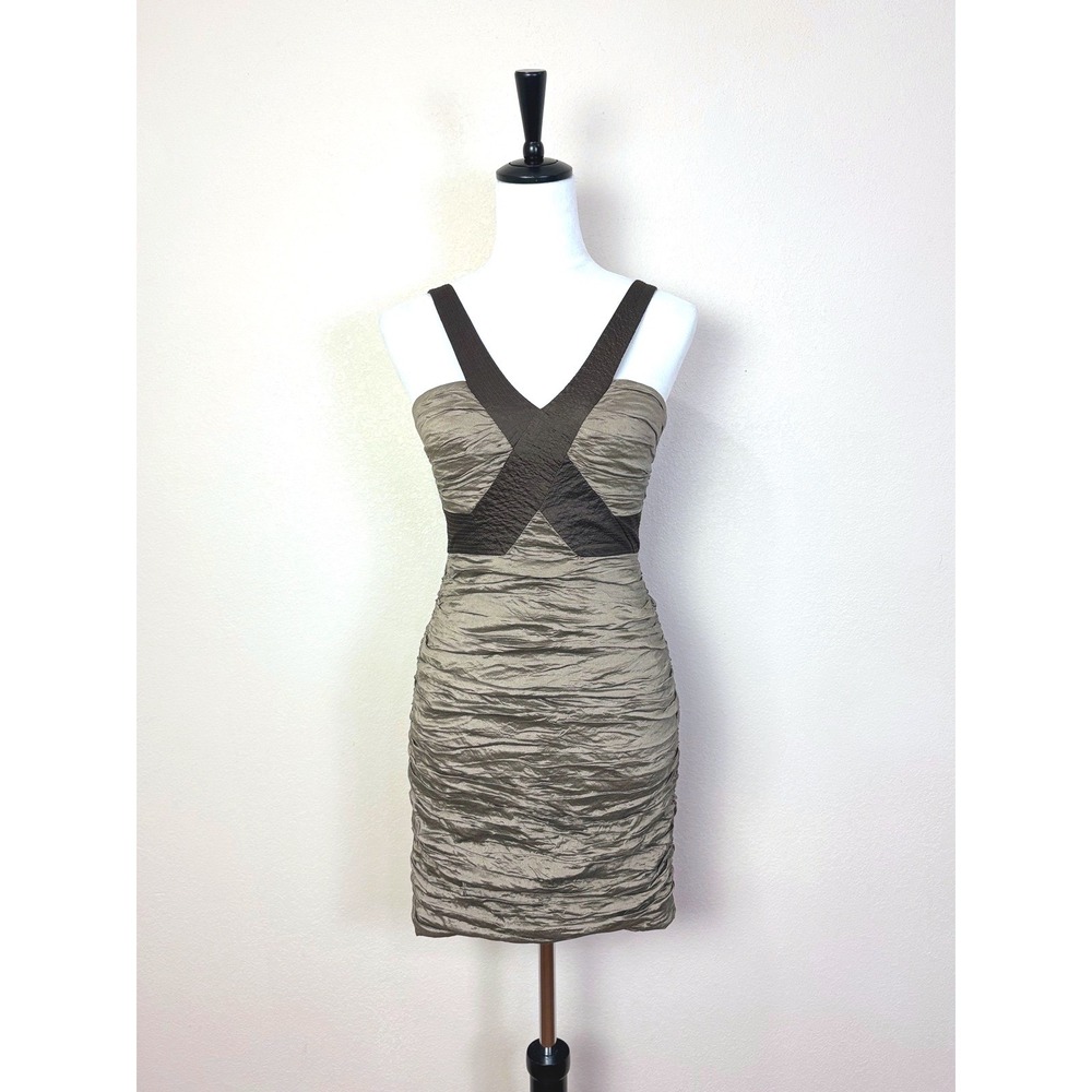 BCBG‎ Mocha Brown Sleeveless Bodycon Bondage Mini Dress Size 4 Y2K Party Glam